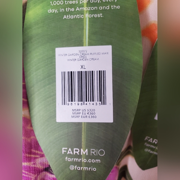 XL NWT FARM Rio Winter Garden Maxi Dress, Cream - Picture 15 of 15